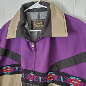 Vintage Native American Aztec Print Work Jacket